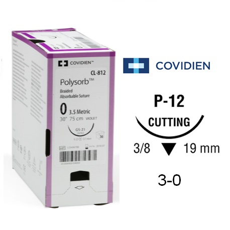 Covidien Polysorb Braided Absorbable Sutures 3-0 P-12 (36pcs/Box) 