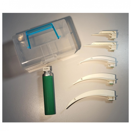 German Fiber Optic Disposable Laryngoscope Economy Set, Green Handle, Per Set
