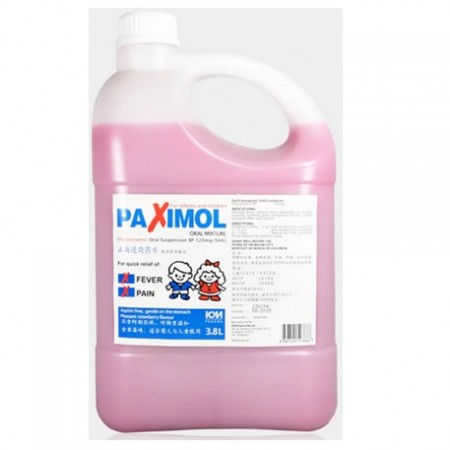 Paracetamol Oral Mixture Suspension BP, Strawberry Flavour, 100mL/box
