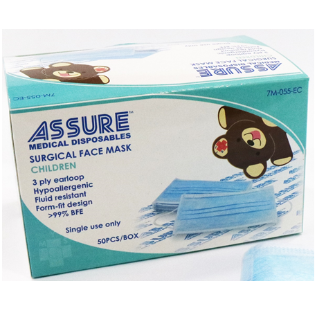 Assure Surgical Mask 3-ply Blue Child Earloop (50pcs/box, 40boxes/carton)