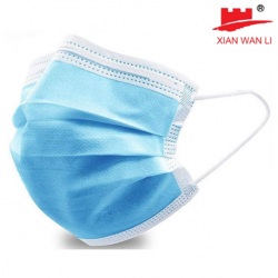 Xian Wanli 3Ply Disposable mask, ear loop, Blue 20+25+25gsm (50pcs/Box)