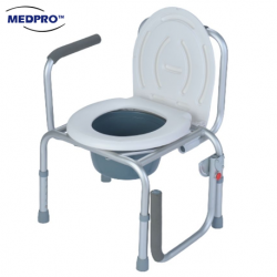 Medpro Aluminium Stationary Toilet Commode Chair with Elevated Hand Rails