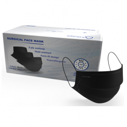 ASSURE Surgical Mask 3-Ply Earloop, ASTM Level 2, Black (50pcs/box, 40boxes/carton)