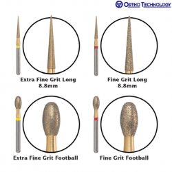 Ortho Technology Finishing Diamond Burs -Long & Football -Fine & Extra Fine
