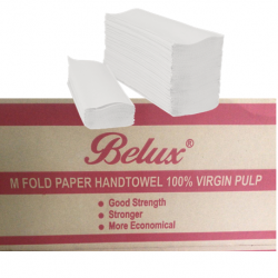 Belux M-fold Paper Hand Towels, 100% Virgin Pulp (250pcs/pack, 16packs/Carton)