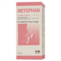 Metophan Cough Syrup, Raspberry Flavour, 100mL/Box