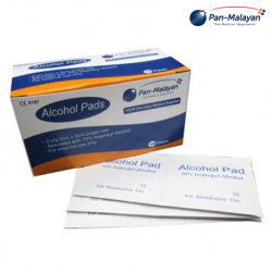 Pan-Malayan Alcohol 70% Pad (2ply) Wipes, 3cmx3cm, 100pcs/box
