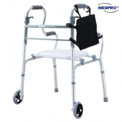Medpro Foldable Walking Frame & Wide Chair Seat with Adjustable Height Full Set