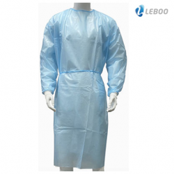 [5 Cartons] Leboo Isolation Gown PP+PE coated with Knitted Cuffs, AAMI LEVEL 2, Blue, 35gsm, 100pcs/carton