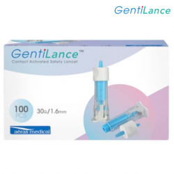 GentiLance Contact Activated Safety Lancet, Blue (30G/1.6mm) 100pcs/box