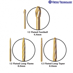 Ortho Technology Debonding Carbide Burs – 12 Fluted – High Speed