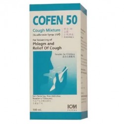 Cofen 50 Cough Mixture, Raspberry Flavour, 100mL/Box