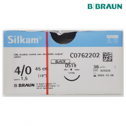 B. Braun Silkam Sutures Black 4/0 (1.5) DS16, 36pcs/box