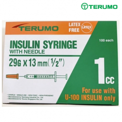 Terumo Insulin Syringe with Needle, 1cc X 29gm X 13mm, 1/2