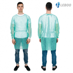 [Pre-Book] Leboo Isolation Gown with Knitted Cuffs, Blue, PP25gsm, 120x140cm (10pcs/bag, 100pcs/carton)
