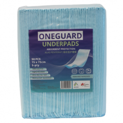 OneGuard Underpads 75cm x 75cm, 60gm with 6gm SAP (50pcs/bag, 6bags/carton)