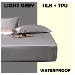 Medpro Waterproof Silk Queen Bed Sheet, 150cm x 190cm, Light Grey, Each