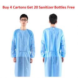 [4 Cartons] Disposable Isolation Gown with Knitted Cuff, 30gsm (100pcs/carton)