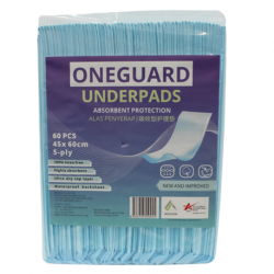 OneGuard Underpads 45cm x 60cm, 24gm with 3gm SAP(60pcs/bag, 6bags/carton)