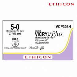 Ethicon Vicryl Plus Antibacterial Suture (polyglactin 910) 70cm, 36pcs/box #VCP303H