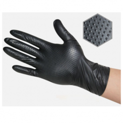 Glovatex Medical Nitrile Diamond Grip Gloves, Powder Free, Black (50pcs/box)  X 10