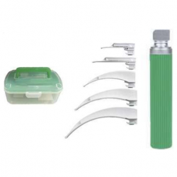 German Fiber Optic Disposable Laryngoscope Economy Set, Green Handle, Per Set