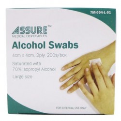 Assure Sterile Alcohol Swab, Large, 4cmX4cm, 2ply, 200s/box
