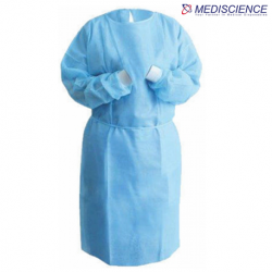 Mediscience Disposable Isolation Gown with Cuff, Blue, 30gsm (10pcs/pack)