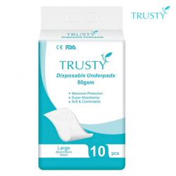 Trusty Disposable Underpad, Large, 80gsm, 10pcs/pack