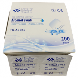Alcohol Swabs, 70% Isopropyl Alcohol, 4cmx4cm, 2ply, 200pcs/box