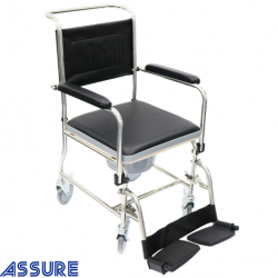 Assure Rehab Stainless Steel DAF Commode with 4 Lock