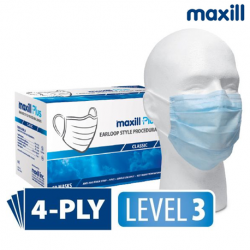 Maxill Plus 4 Ply Earloop Procedural Mask with Anti-fog Sponge Strip, Classic Blue, 50pcs/box