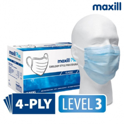 Maxill Plus 4 Ply Earloop Mask with Anti-fog Sponge Strip, Classic Blue, 50pcs/box