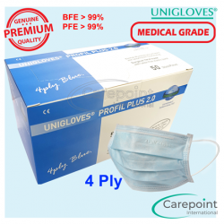Unigloves 4pIy Surgical Face Mask Earloop, Blue (40boxes/carton)
