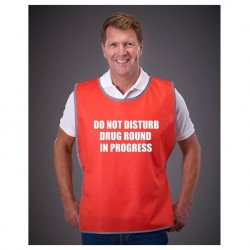 Do Not Disturb Drug Round In Progress Adult Reflective Border Polyester Tabard Vest, Red, Per Piece