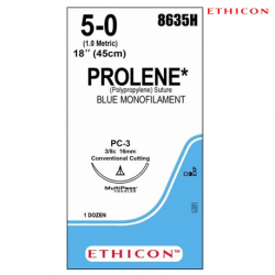Ethicon PROLENE Polypropylene Suture, 5-0, PC-3, Blue, 12pcs/box #8635H