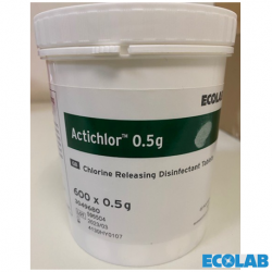 Ecolab Actichlor Chlorine Releasing Disinfectant Tablets, 0.5gm, 600 Tablets (6tubs/box)