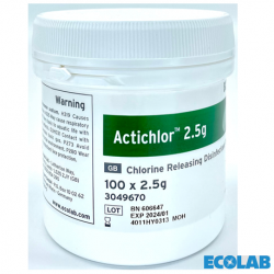 Ecolab Actichlor Chlorine Releasing Disinfectant Tablets, 2.5gm, 100 Tablets (6tubs/box)