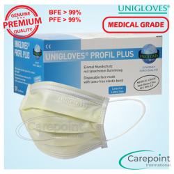 Unigloves 3pIy Surgical Face Mask Earloop, Yellow, Medical Grade (40boxes/carton)