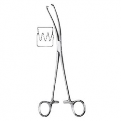 German Teale Uterine Forceps Vulsellum, Curved, 3x4 prong, 23cm, Per Unit