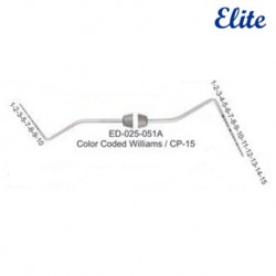 Elite Periodontal Color Coded Williams Probe CP 15 Double Ended, Per Unit #ED-025-051A