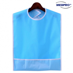 Medpro Adult Bib with Pocket in PVC Plain, Blue, 45cm x 65cm, Per Piece
