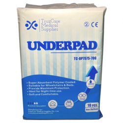 Disposable Underpad, 75x75cm, 70gm, 2G SAP, Green, 10pcs/bag X 5