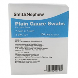 Smith&Nephew Non-Sterile Plain Gauze Swab, 8ply, 7.5cm x 7.5cm, 100pcs/packet