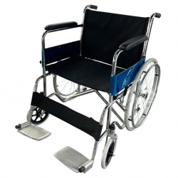 Hospital Standard Steel Wheelchair with Color Chrome Frame, Per Unit
