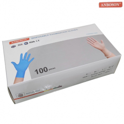 Anboson Synthetic Nitrile Disposable Powder Free Examination Gloves, Blue (100pcs/box)