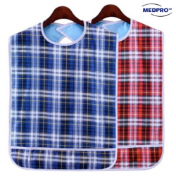 Medpro Adult Bib with Pocket in Plaid, 45cm x 75cm, Per Piece