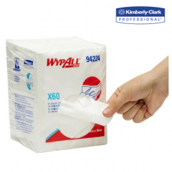 KCP Wypall X60 Quarter Fold Wipers, White, 28cmX35cm (100wipers/pack, 8packs/carton)
