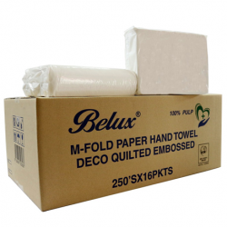 Belux M-Fold Paper Hand Towel, 2 ply, Full Wrap (250sheets X 16 pkt)