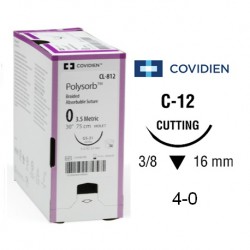 Covidien Polysorb Braided Absorbable Sutures 4-0 C-12 (36pcs/Box)